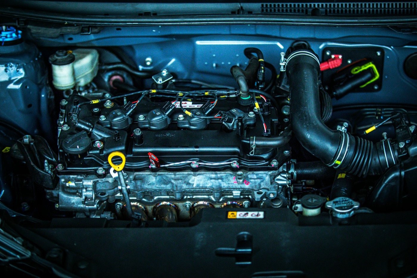 Clean, detailed engine bay
